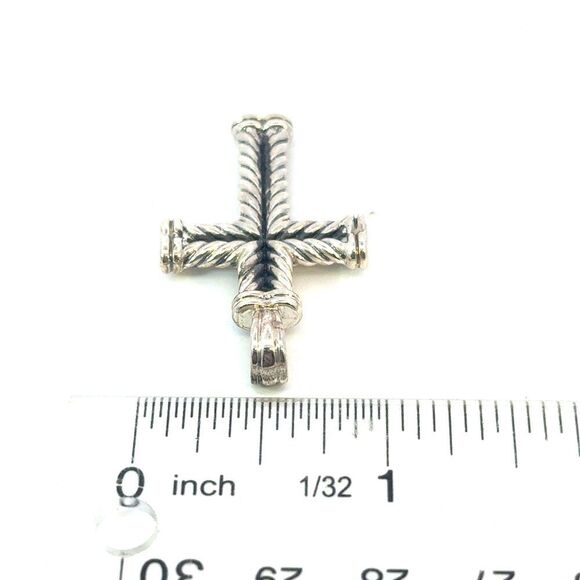 David Yurman Sterling Silver Cross Pendant Estate DY696 - Picture 4 of 5